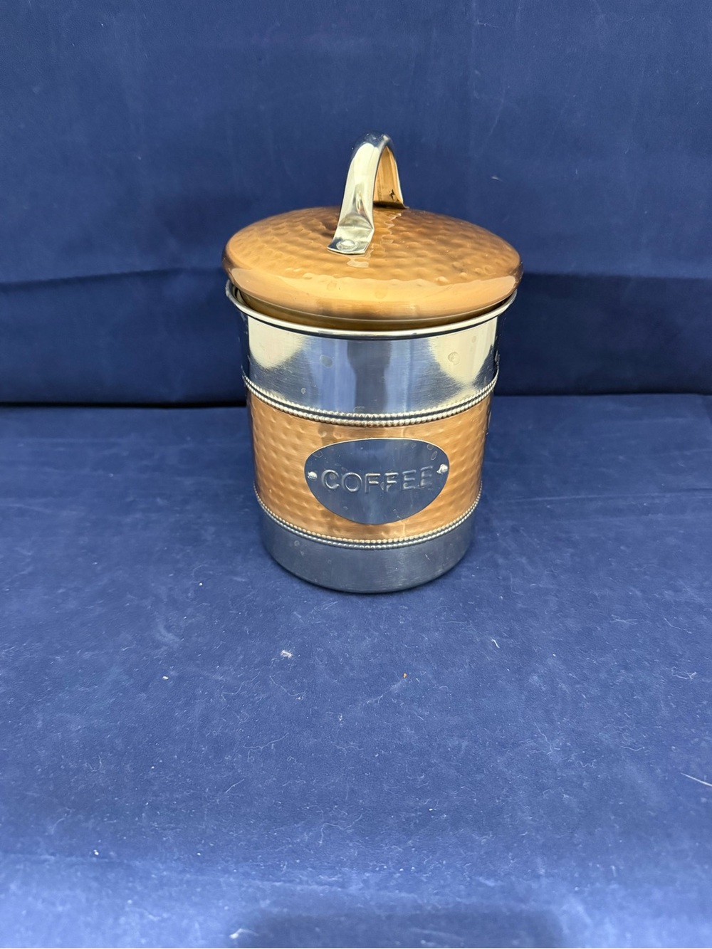 Copper-Tone Coffee Canister with Silver Accents - Home Accents